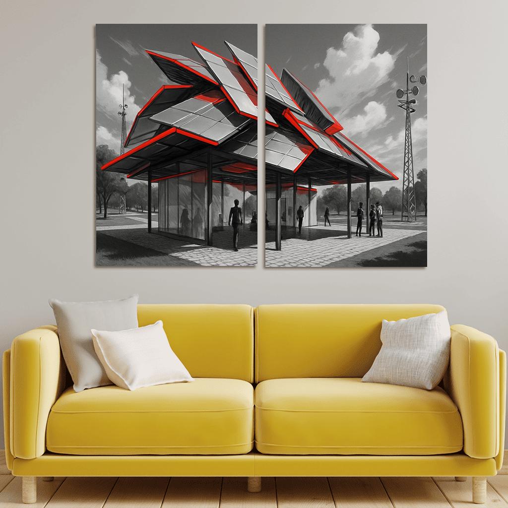Kinetic Canopy Pavilion framed paintings