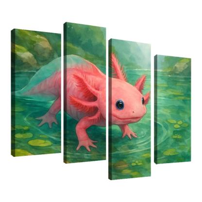 Neon Axolotl In A Mossy Mountain Pool home decor