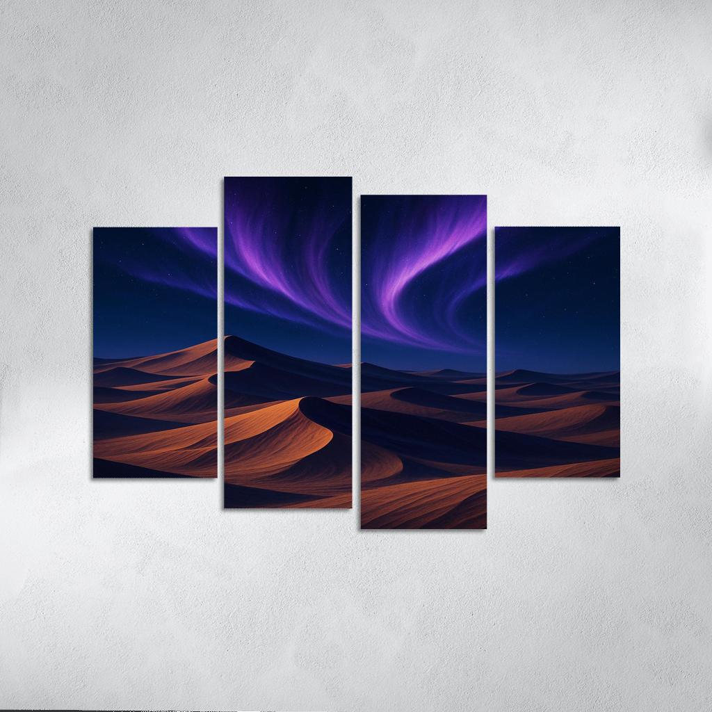 Celestial Dunes Under Violet Aurora canvas paintings frame