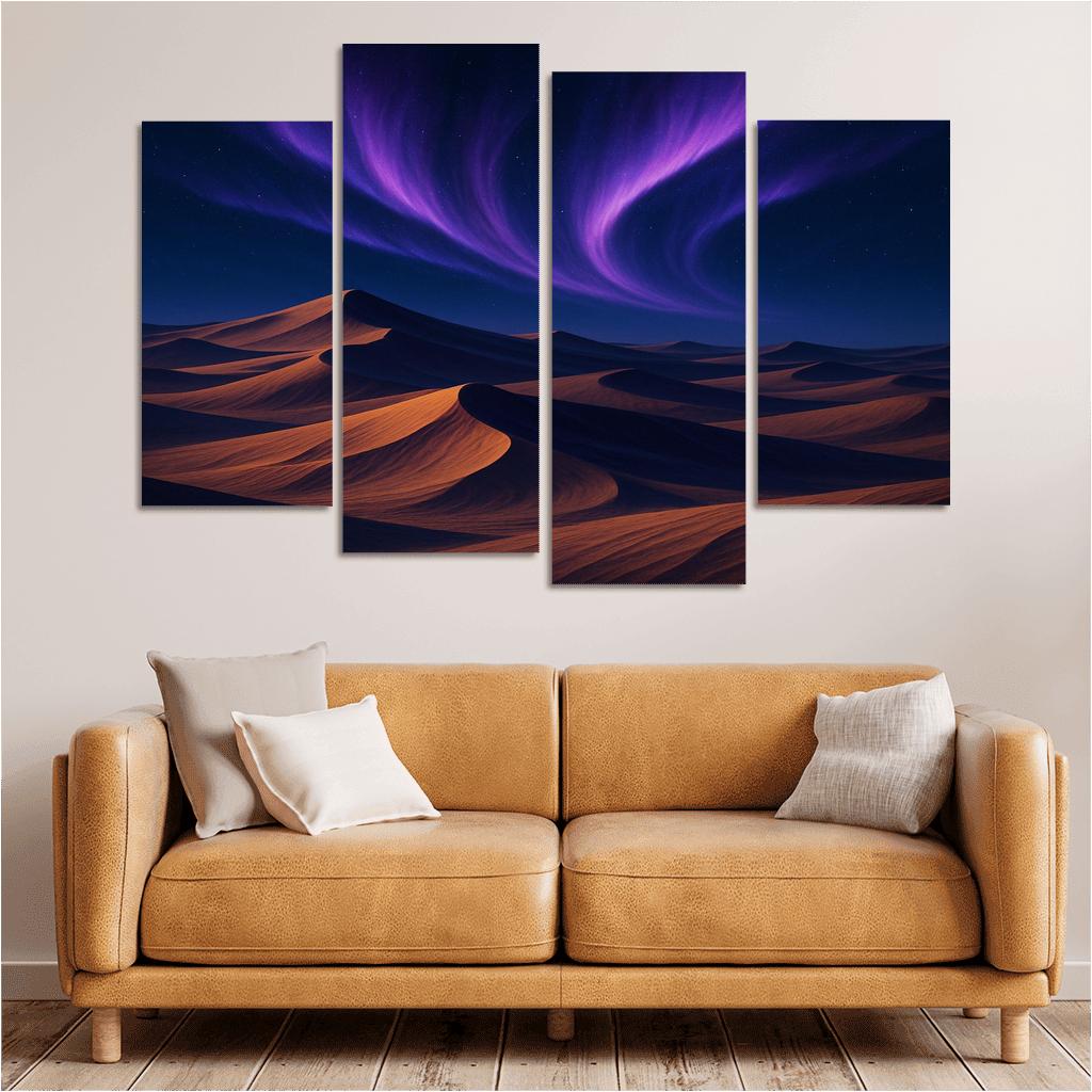 Celestial Dunes Under Violet Aurora canvas paintings frame