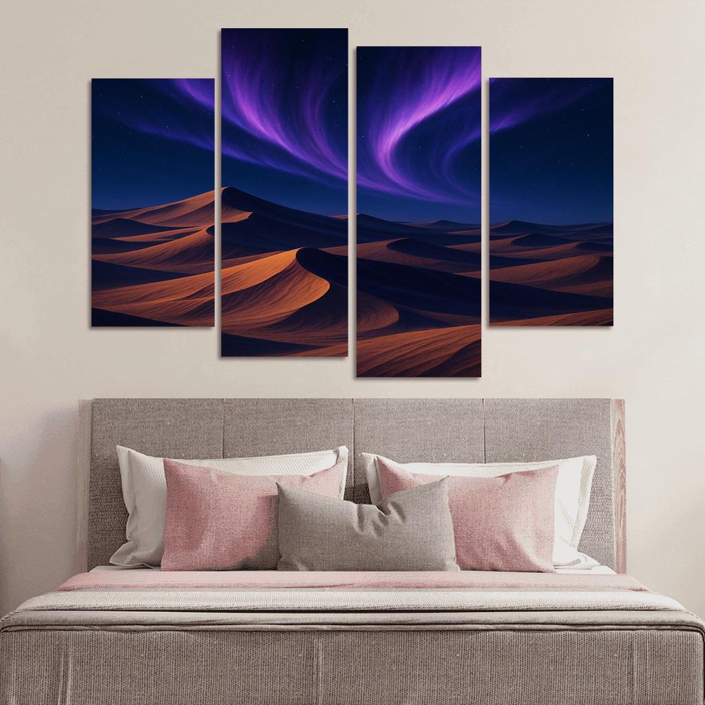 Celestial Dunes Under Violet Aurora canvas paintings frame