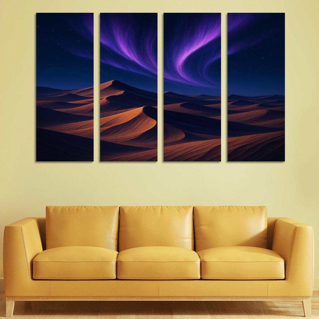 Celestial Dunes Under Violet Aurora canvas paintings frame