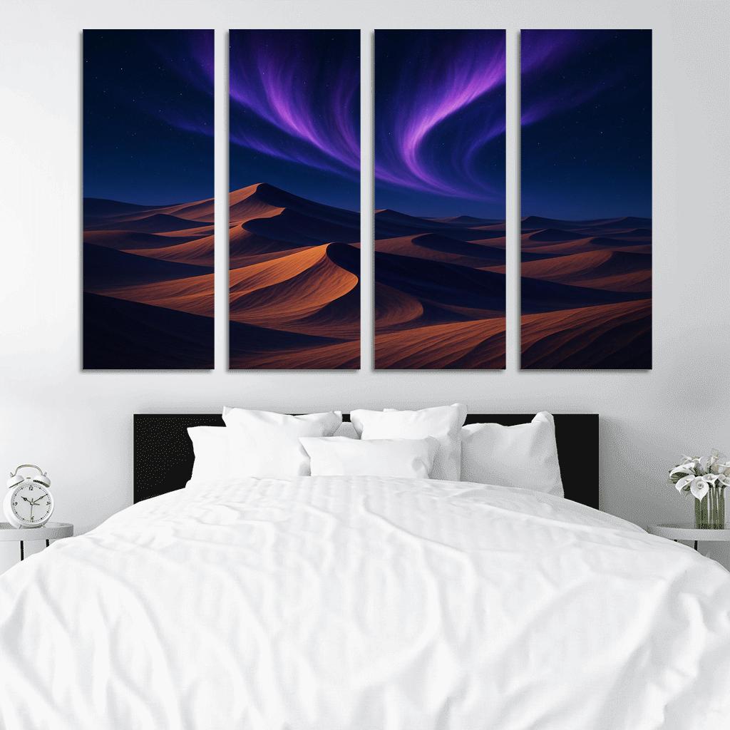 Celestial Dunes Under Violet Aurora canvas paintings frame