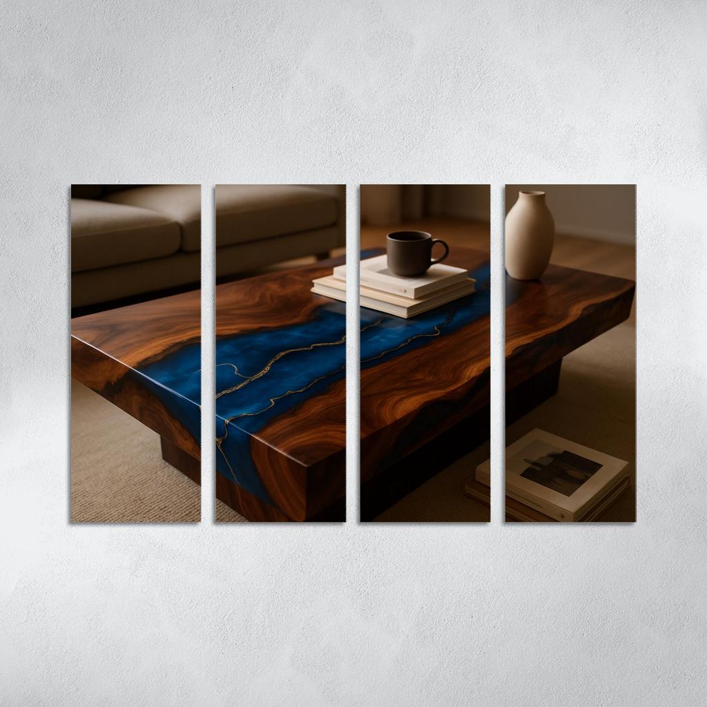 Layered Resin River Coffee Table premium artwork frames