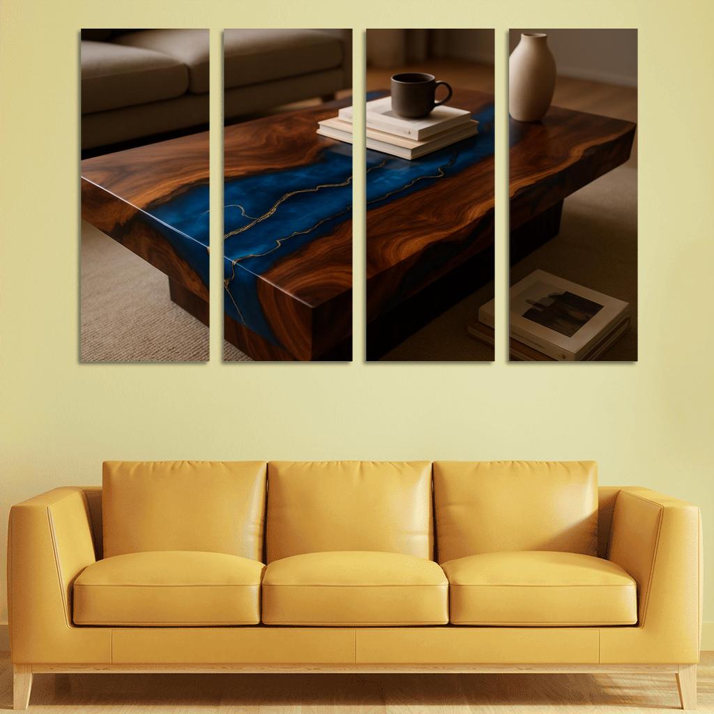Layered Resin River Coffee Table premium artwork frames