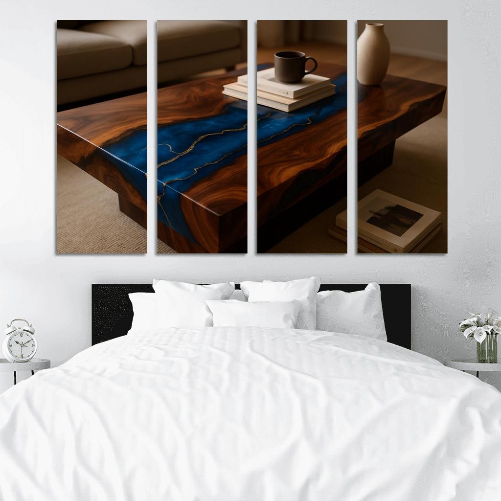 Layered Resin River Coffee Table premium artwork frames