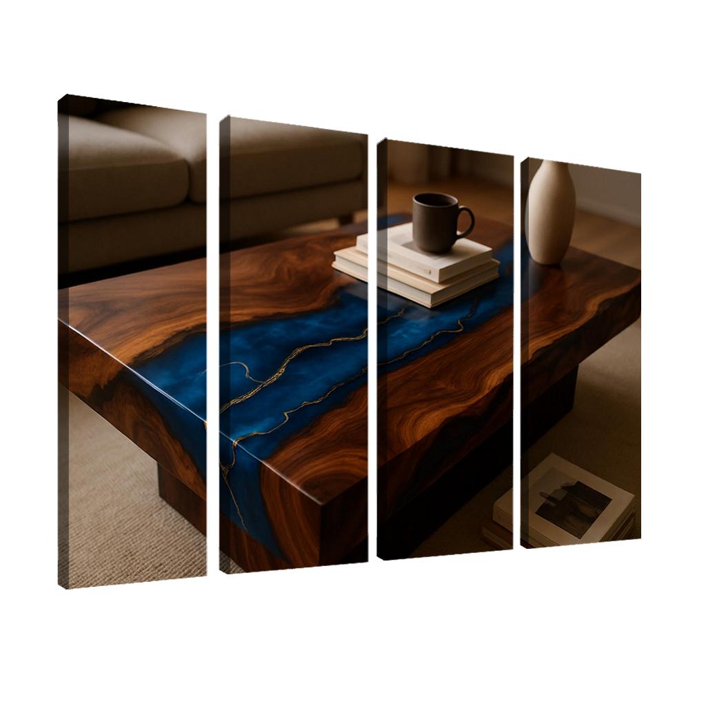 Layered Resin River Coffee Table premium artwork frames