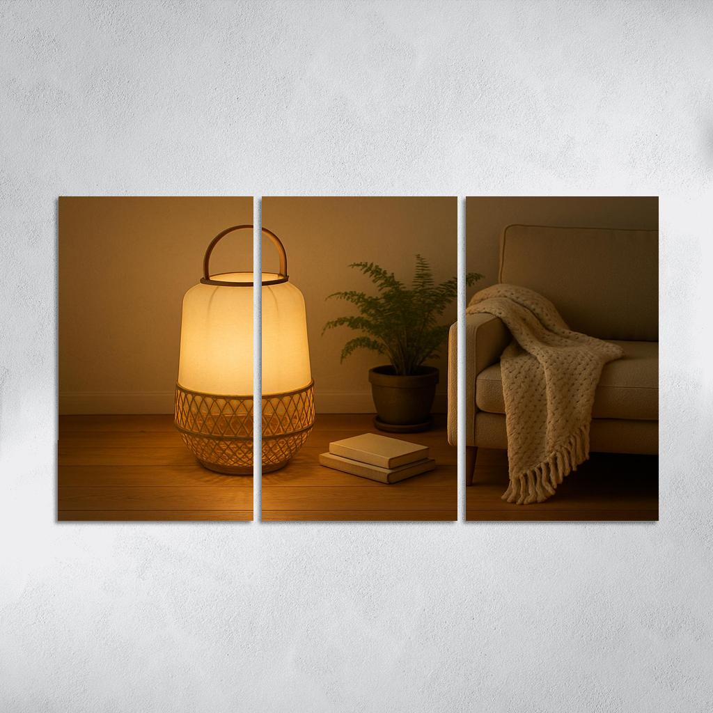 Textured Silk And Woven Rattan Floor Lantern canvas paintings frame