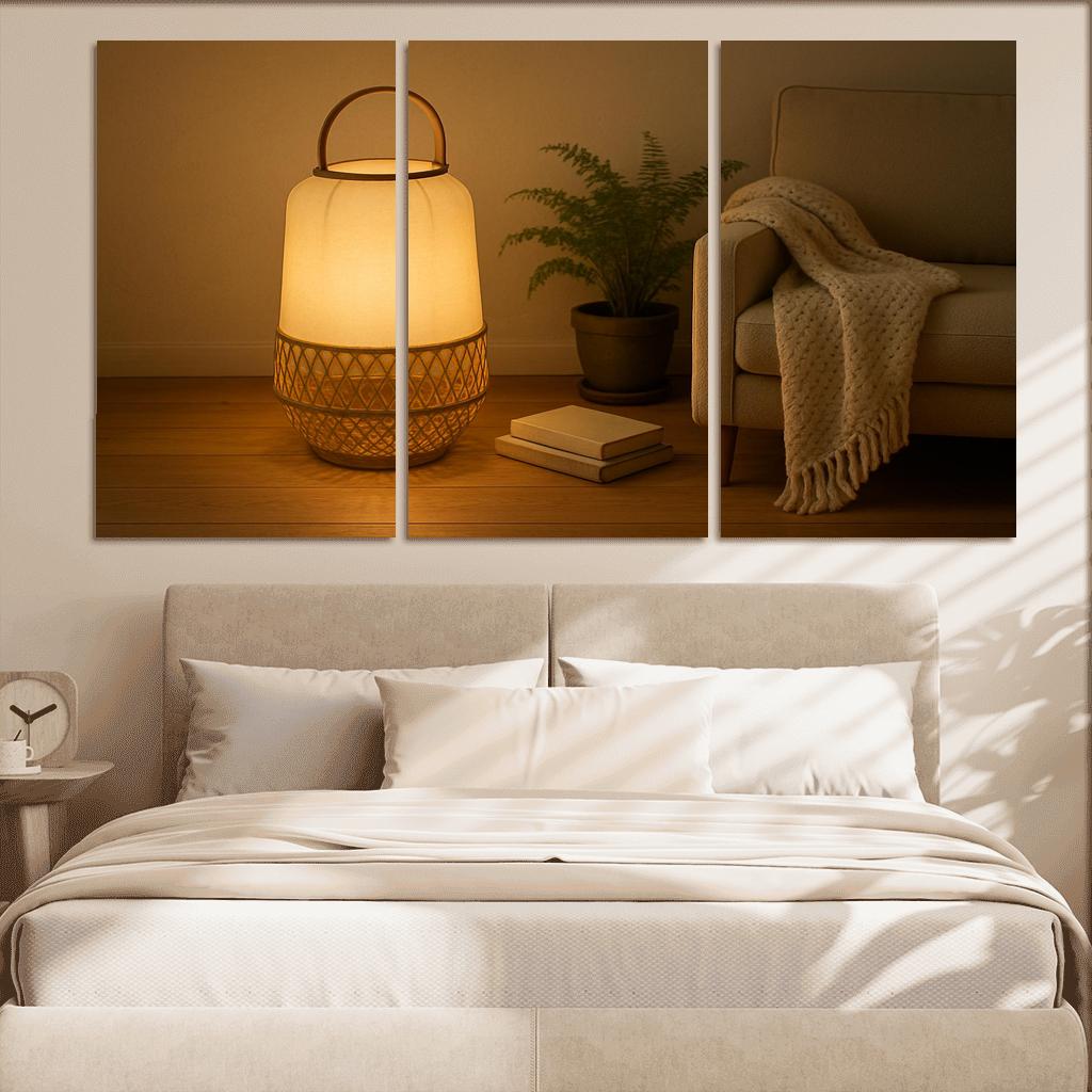 Textured Silk And Woven Rattan Floor Lantern canvas paintings frame
