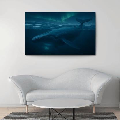 Blue Whale Beneath Arctic Twilight framed paintings