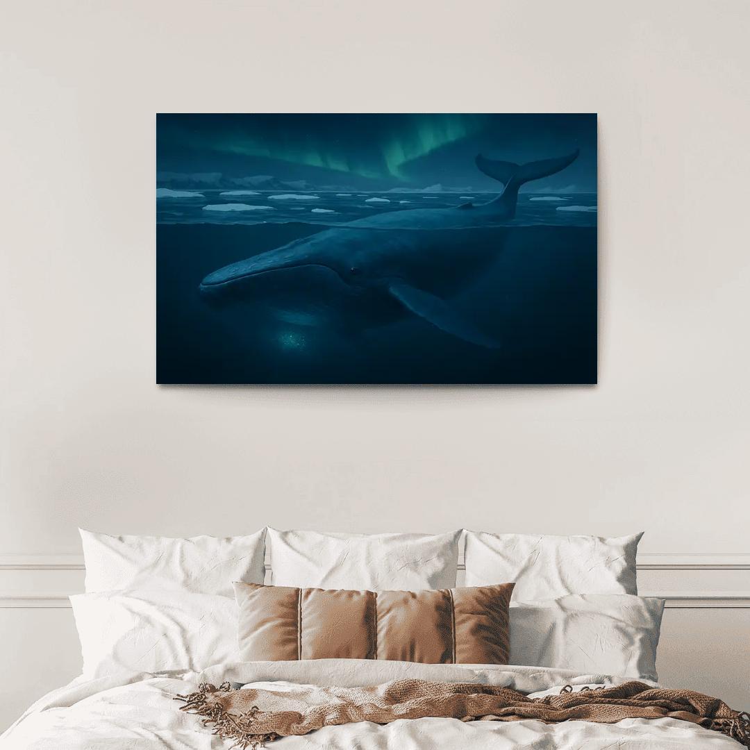 Blue Whale Beneath Arctic Twilight framed paintings