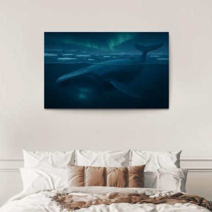 Blue Whale Beneath Arctic Twilight framed paintings