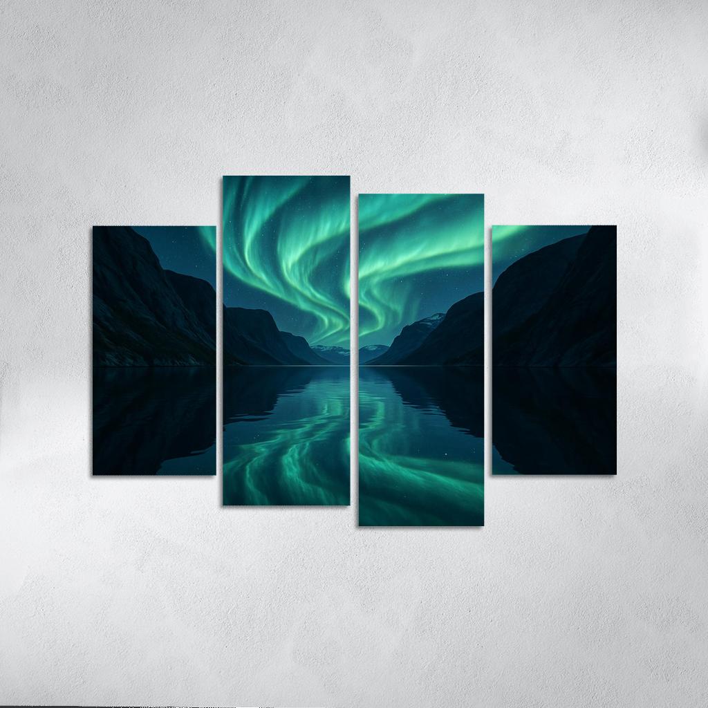 Aurora Above Glassy Fjord home decor