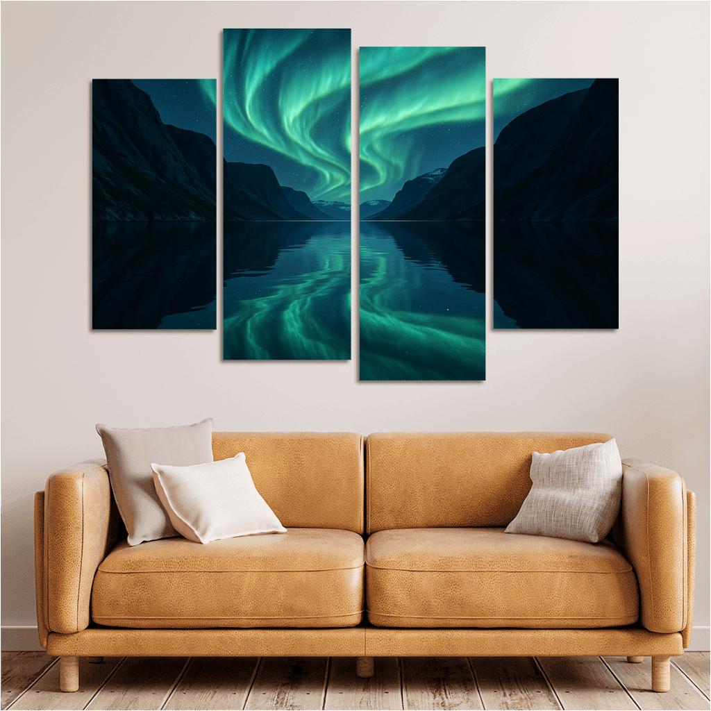 Aurora Above Glassy Fjord home decor