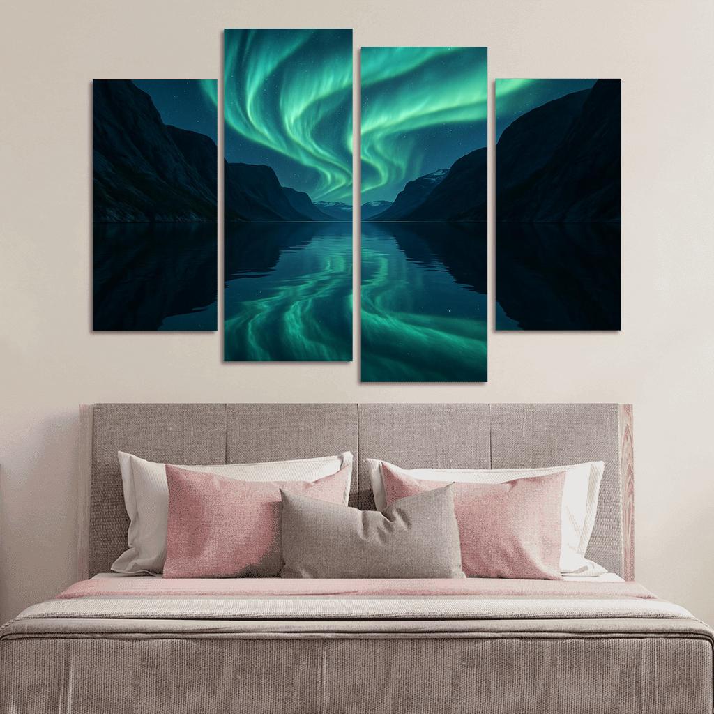 Aurora Above Glassy Fjord home decor
