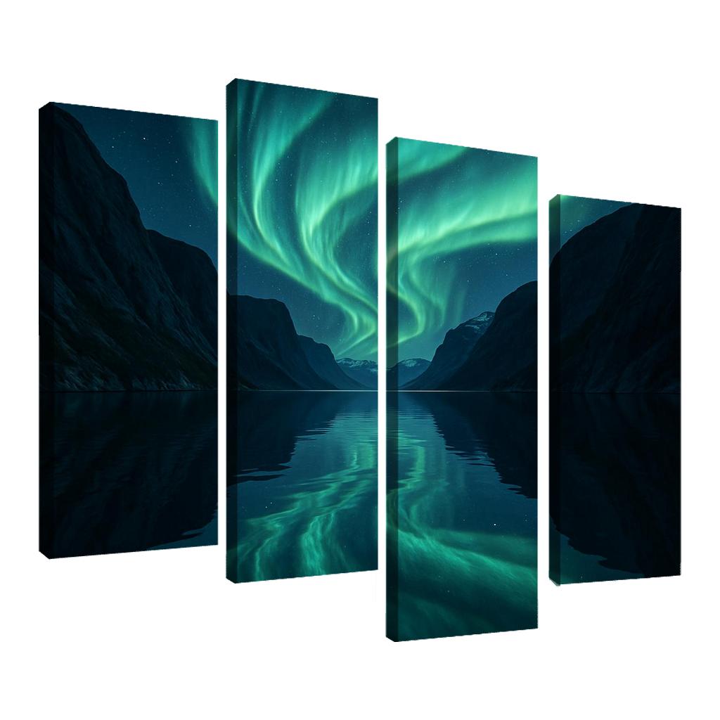 Aurora Above Glassy Fjord home decor