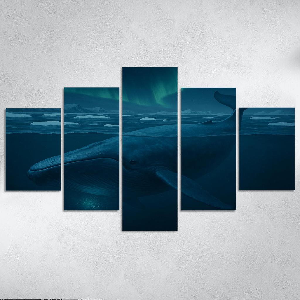 Blue Whale Beneath Arctic Twilight framed paintings