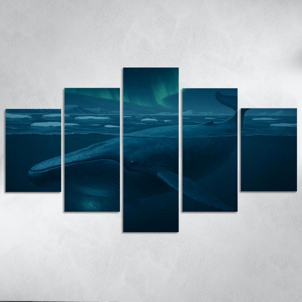 Blue Whale Beneath Arctic Twilight framed paintings