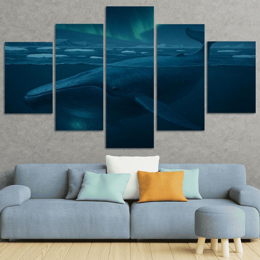 Blue Whale Beneath Arctic Twilight framed paintings