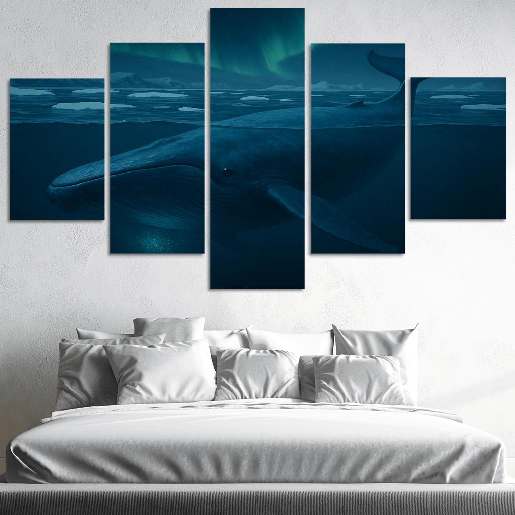Blue Whale Beneath Arctic Twilight framed paintings