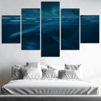 Blue Whale Beneath Arctic Twilight framed paintings