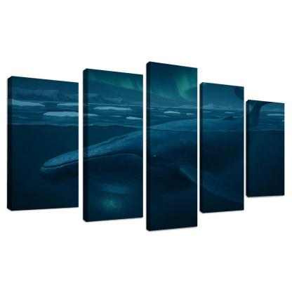 Blue Whale Beneath Arctic Twilight framed paintings