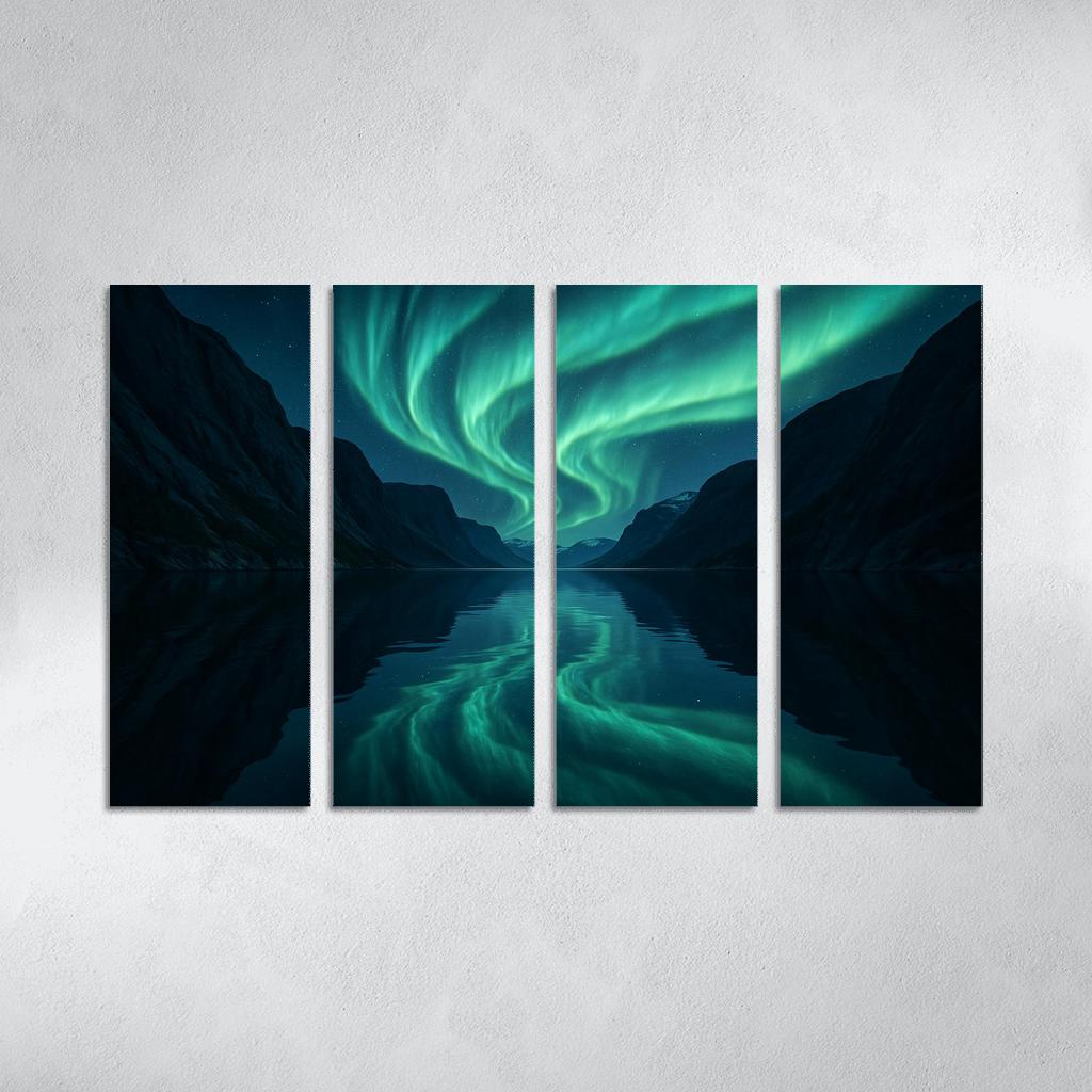 Aurora Above Glassy Fjord home decor