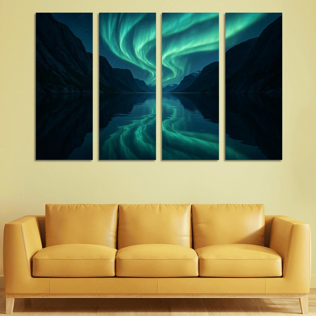 Aurora Above Glassy Fjord home decor