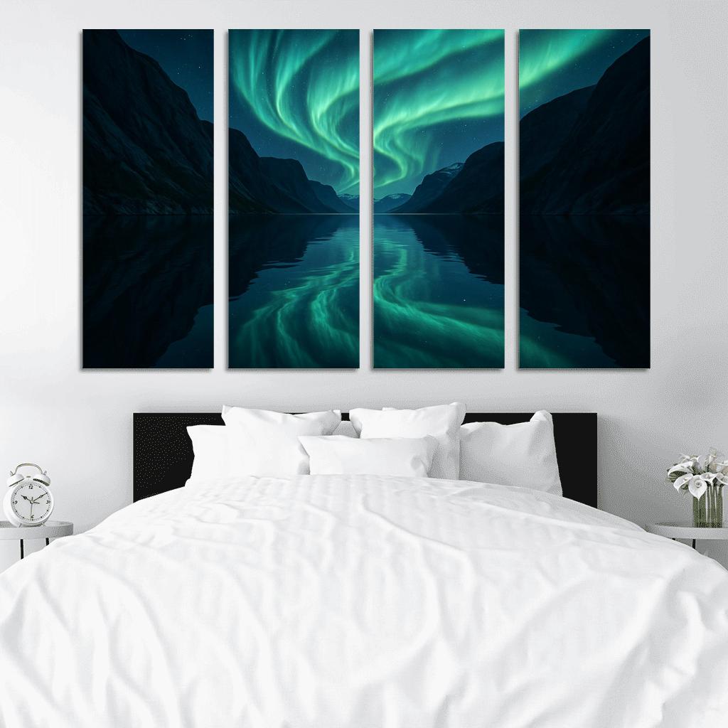 Aurora Above Glassy Fjord home decor