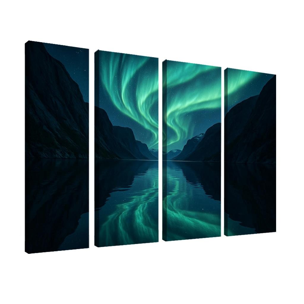 Aurora Above Glassy Fjord home decor