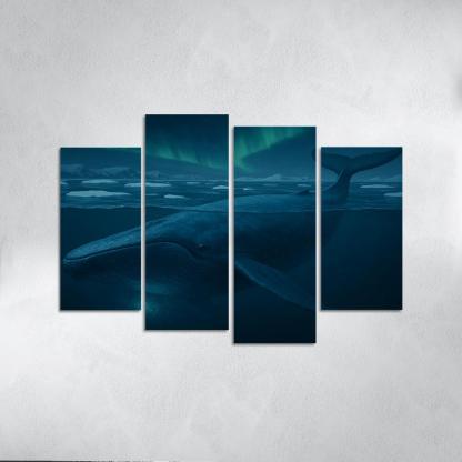 Blue Whale Beneath Arctic Twilight framed paintings