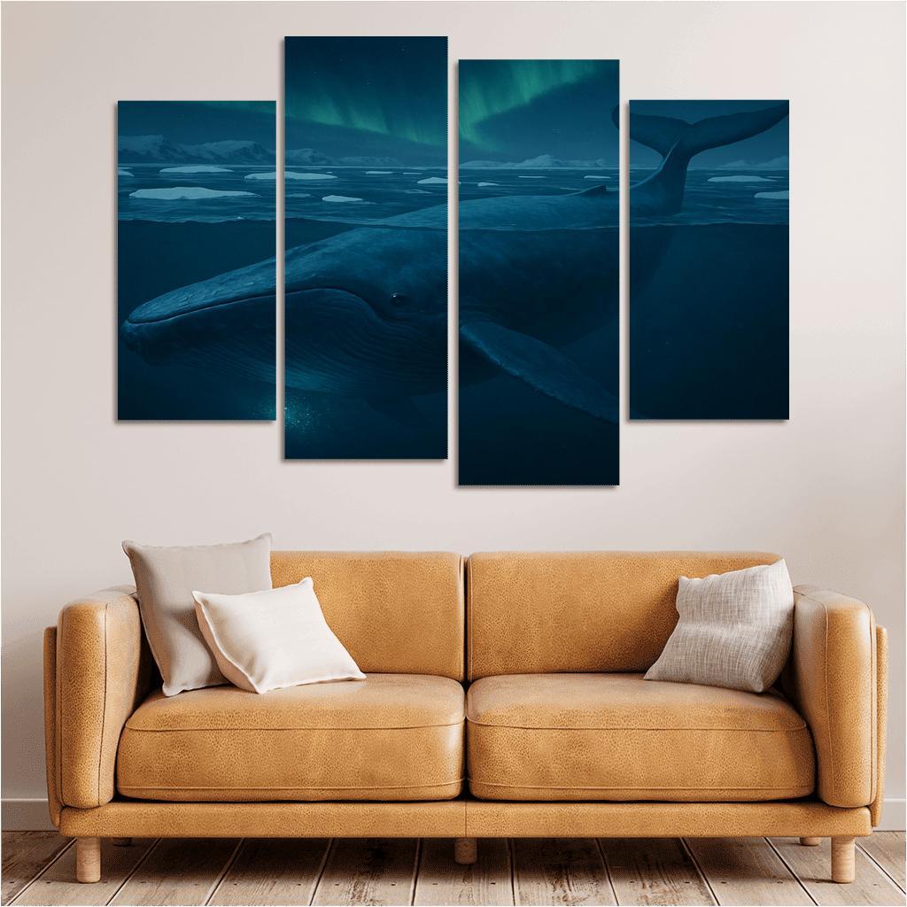 Blue Whale Beneath Arctic Twilight framed paintings