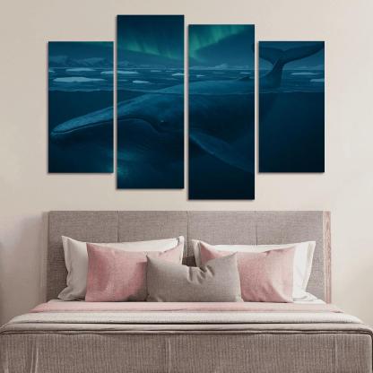 Blue Whale Beneath Arctic Twilight framed paintings