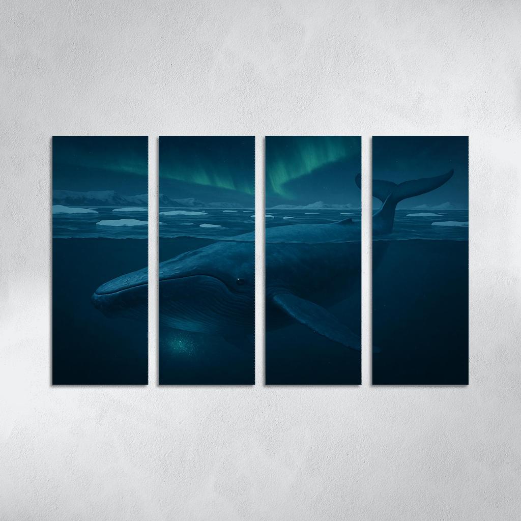Blue Whale Beneath Arctic Twilight framed paintings