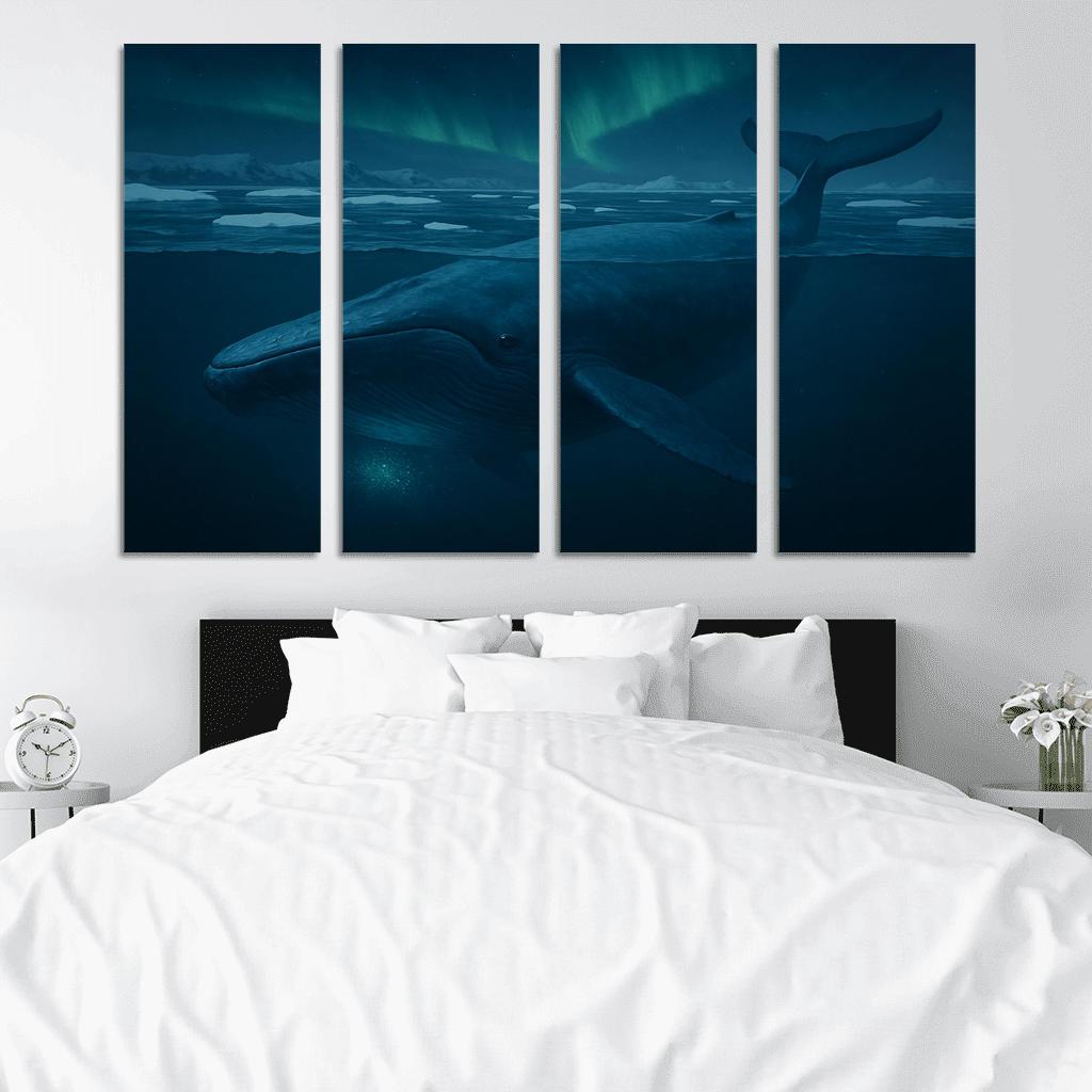 Blue Whale Beneath Arctic Twilight framed paintings