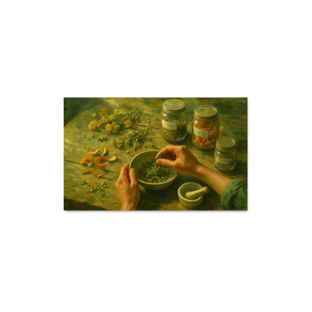 Seasonal Foraged Tea Blending decor