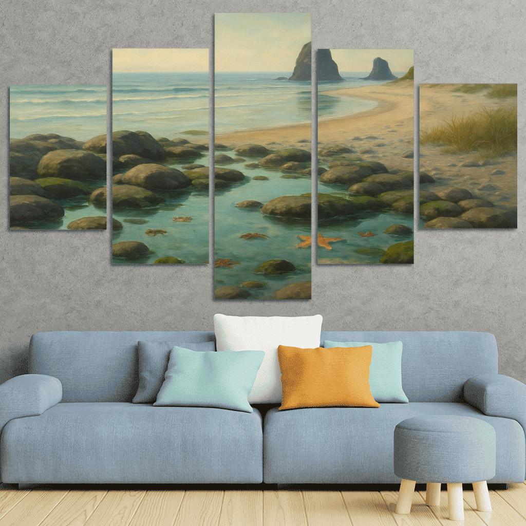 Secluded Tidepool Cove multi-panel paintings