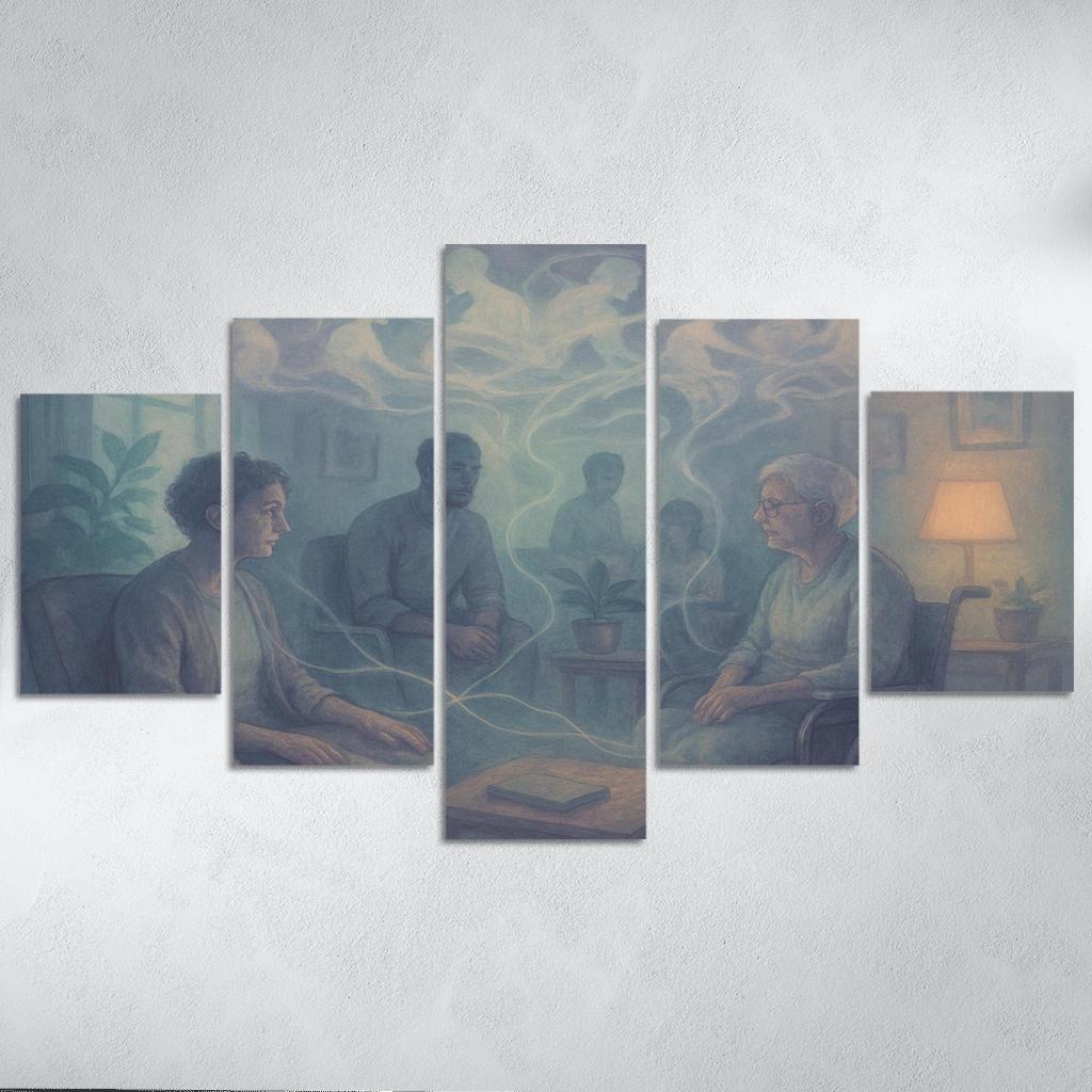 Luminous Mindscapes Mental Health And Collective Healing abstract paintings frame