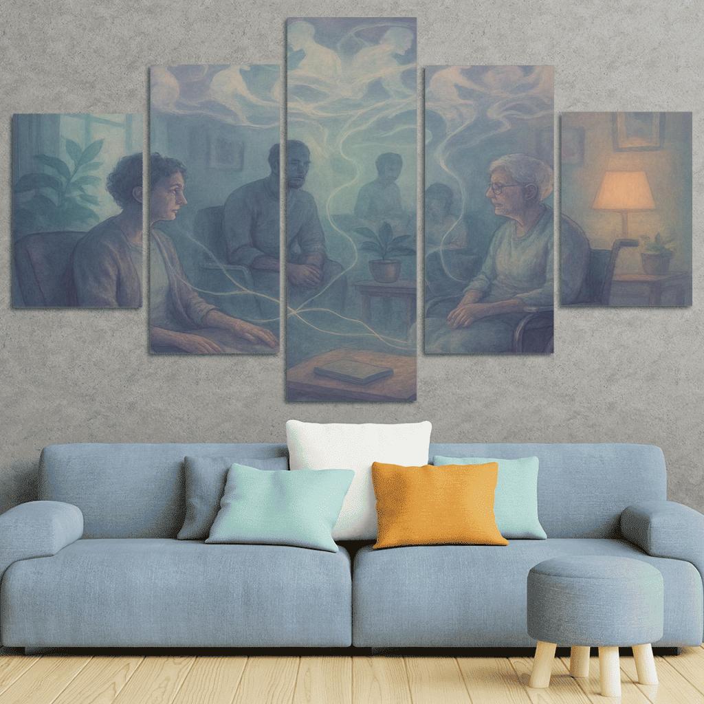 Luminous Mindscapes Mental Health And Collective Healing abstract paintings frame