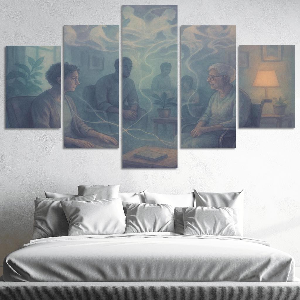 Luminous Mindscapes Mental Health And Collective Healing abstract paintings frame