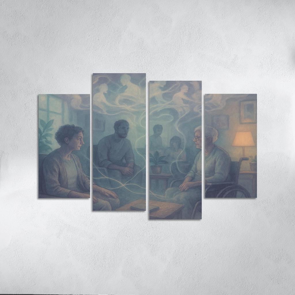 Luminous Mindscapes Mental Health And Collective Healing abstract paintings frame