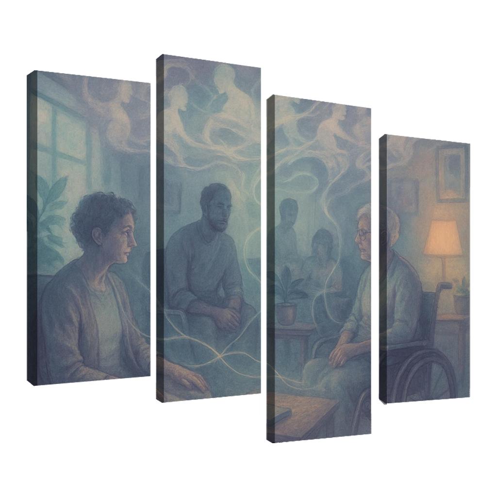 Luminous Mindscapes Mental Health And Collective Healing abstract paintings frame