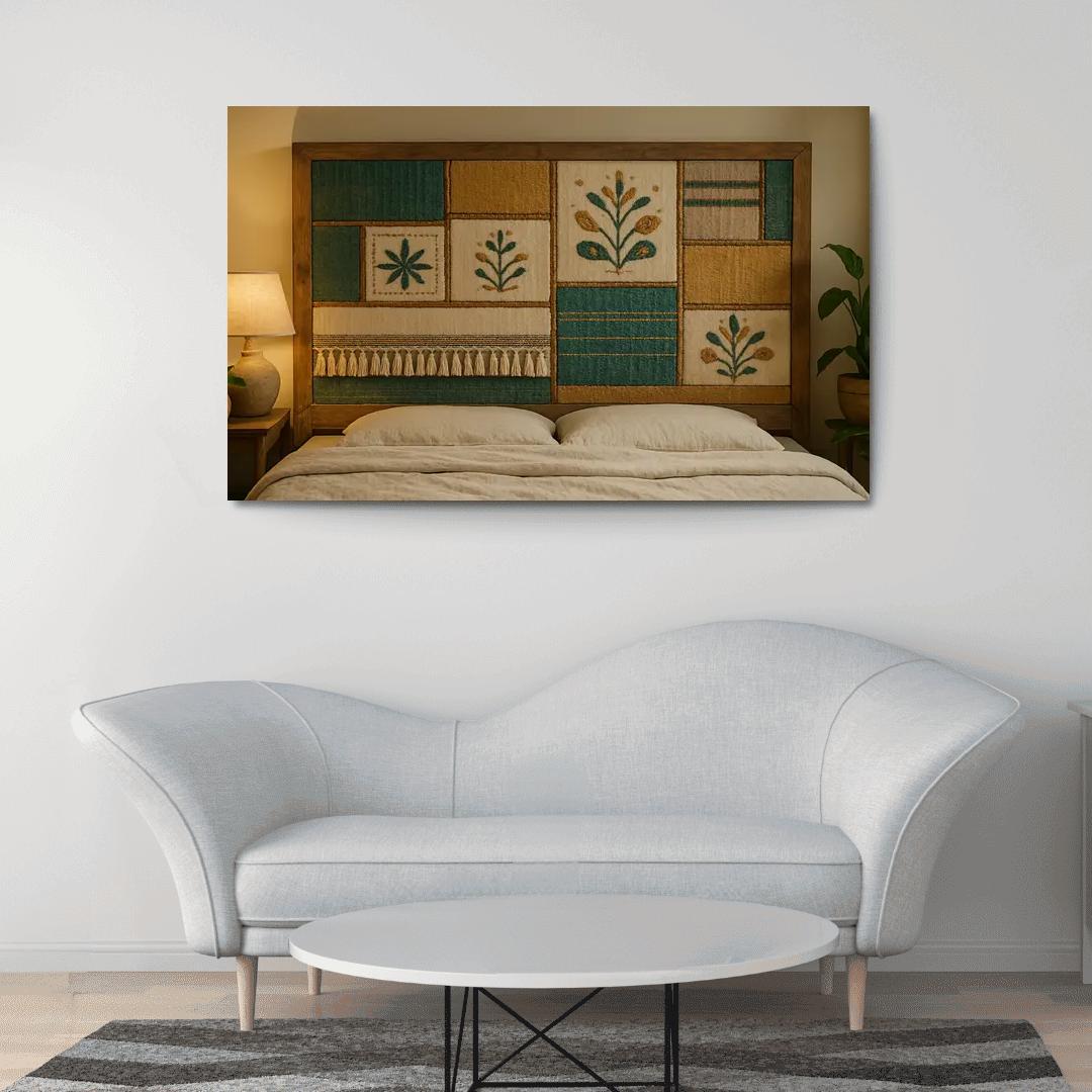 Textile Collage Headboard modern paintings frame
