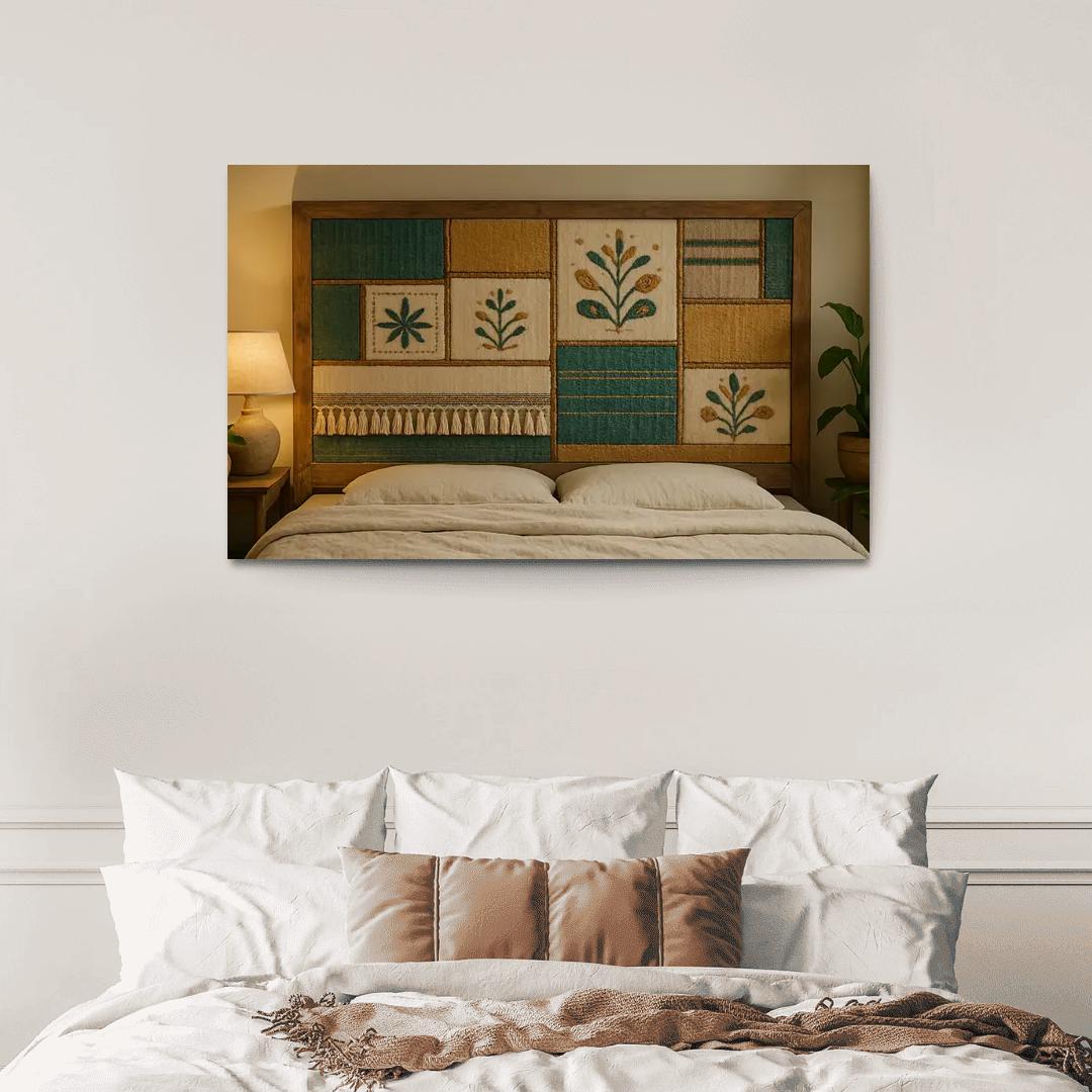 Textile Collage Headboard modern paintings frame