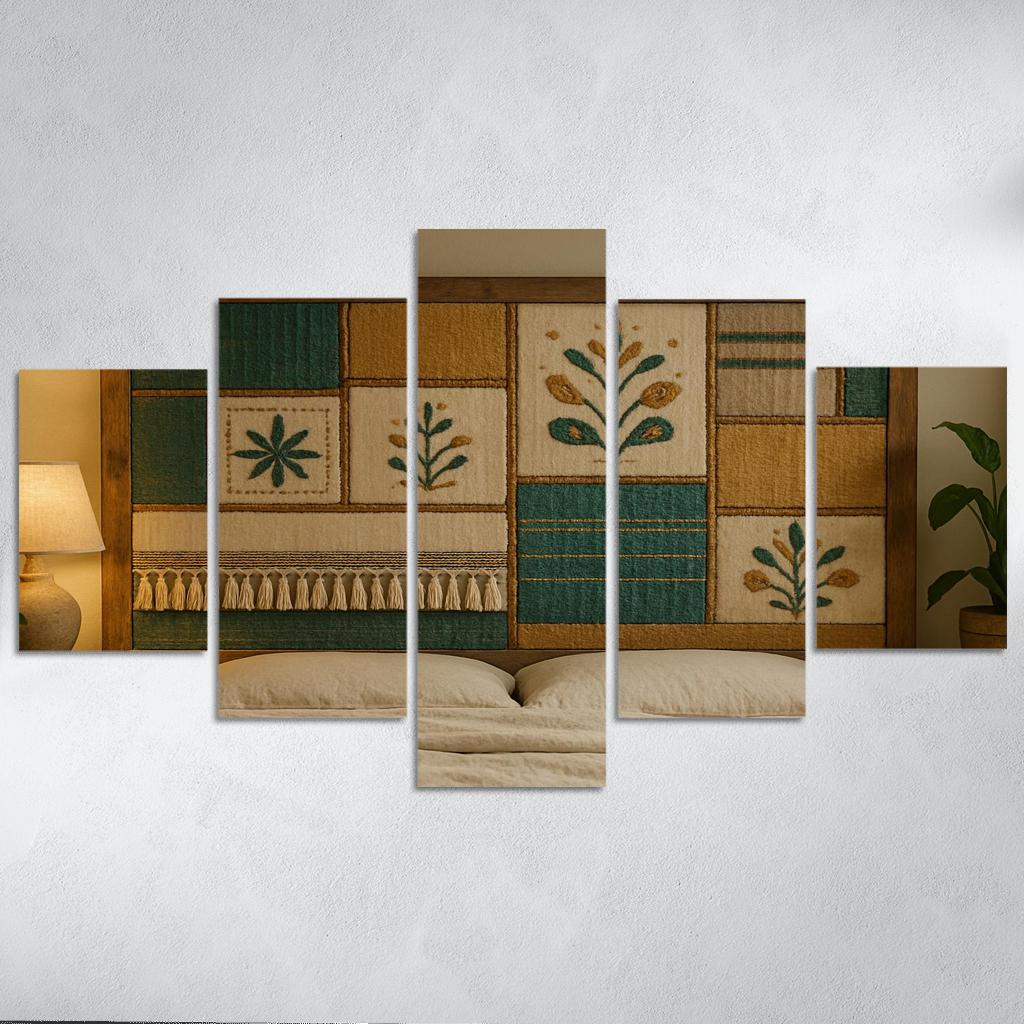 Textile Collage Headboard modern paintings frame
