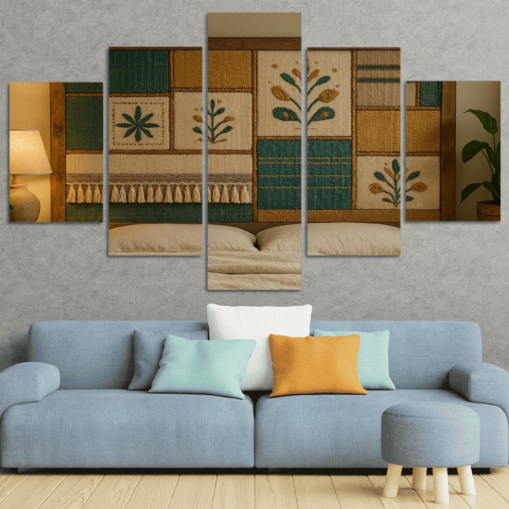 Textile Collage Headboard modern paintings frame