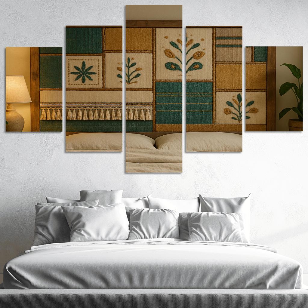 Textile Collage Headboard modern paintings frame