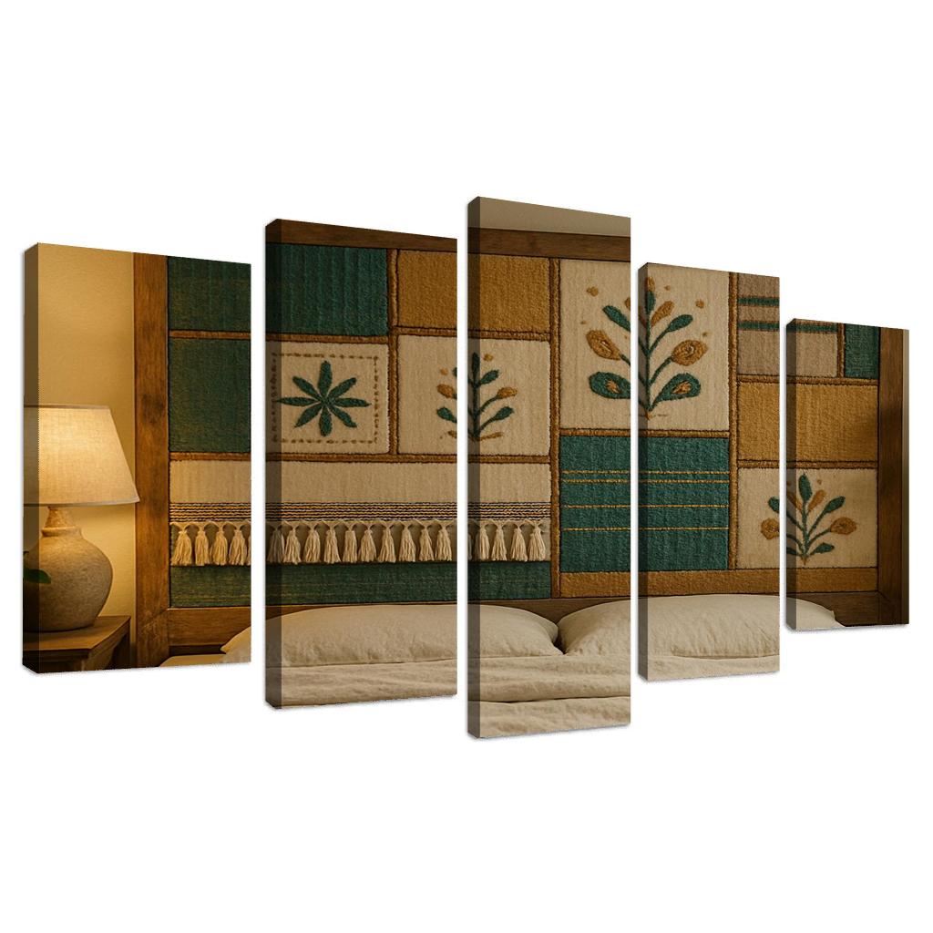 Textile Collage Headboard modern paintings frame