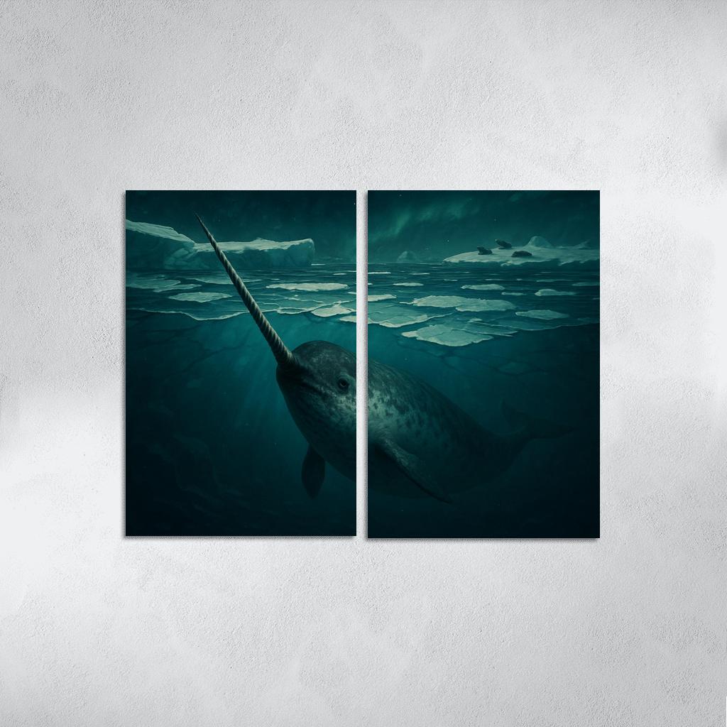 Midnight Narwhal Beneath Arctic Ice decor