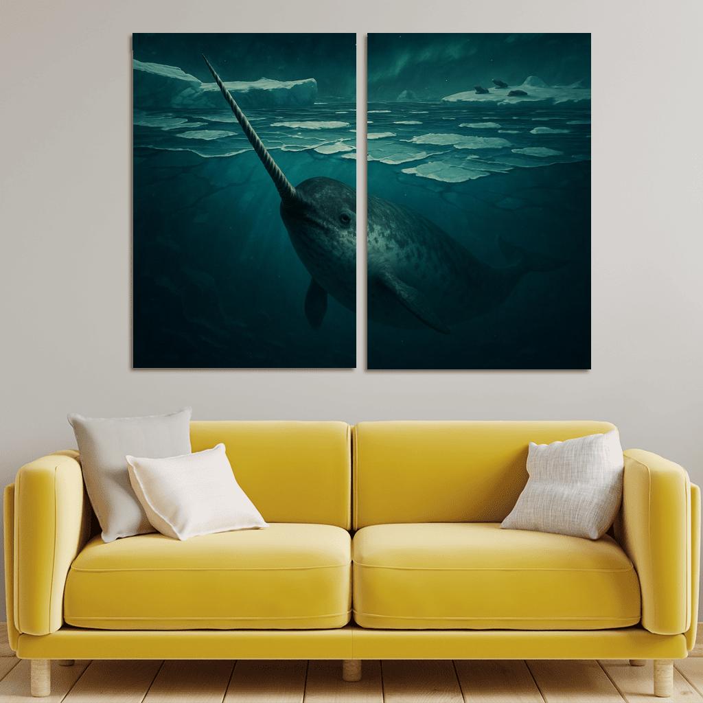 Midnight Narwhal Beneath Arctic Ice decor